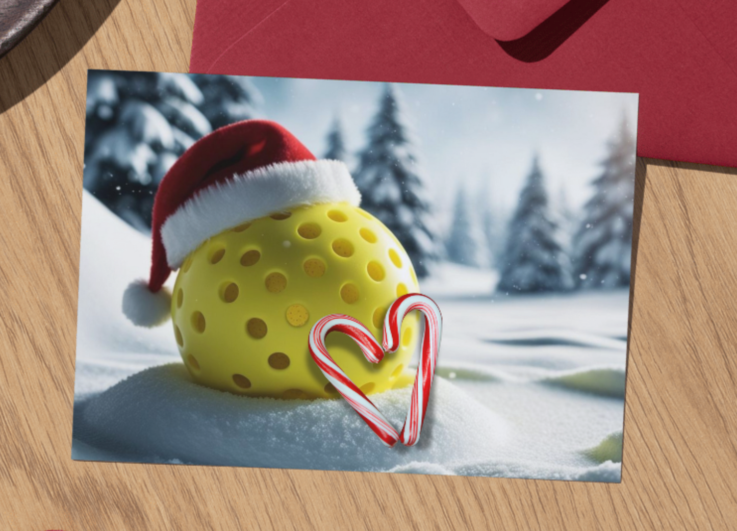Pickleball Christmas Themed Holiday Greeting Cards - 3 Different Sizes to Pick from
