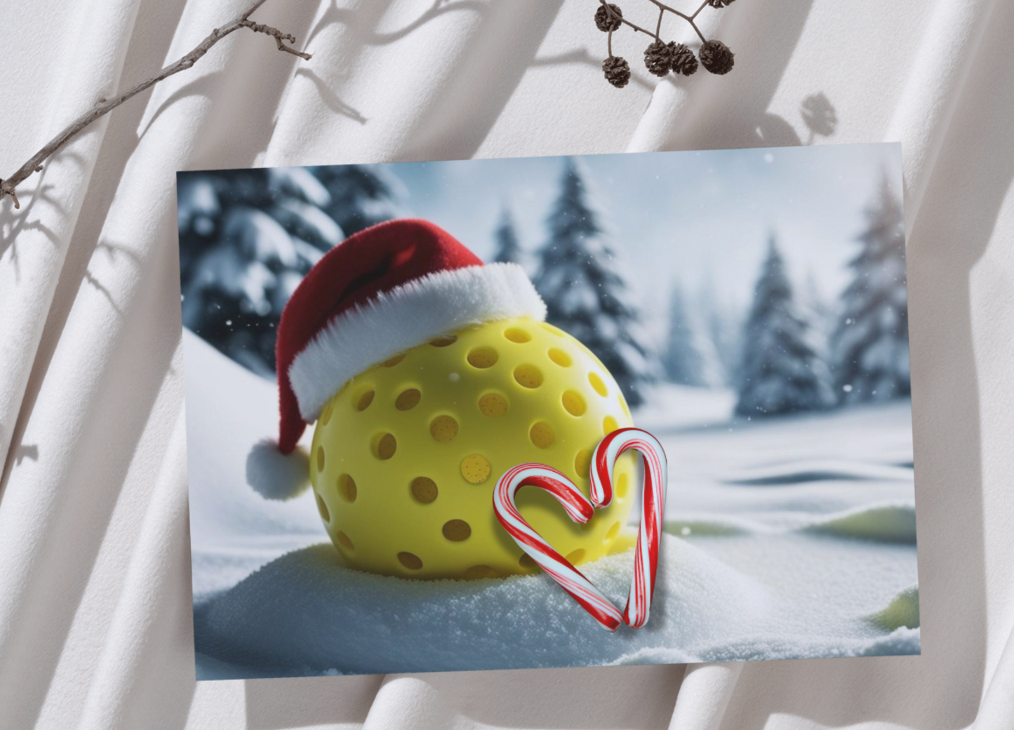 Pickleball Christmas Themed Holiday Greeting Cards - 3 Different Sizes to Pick from