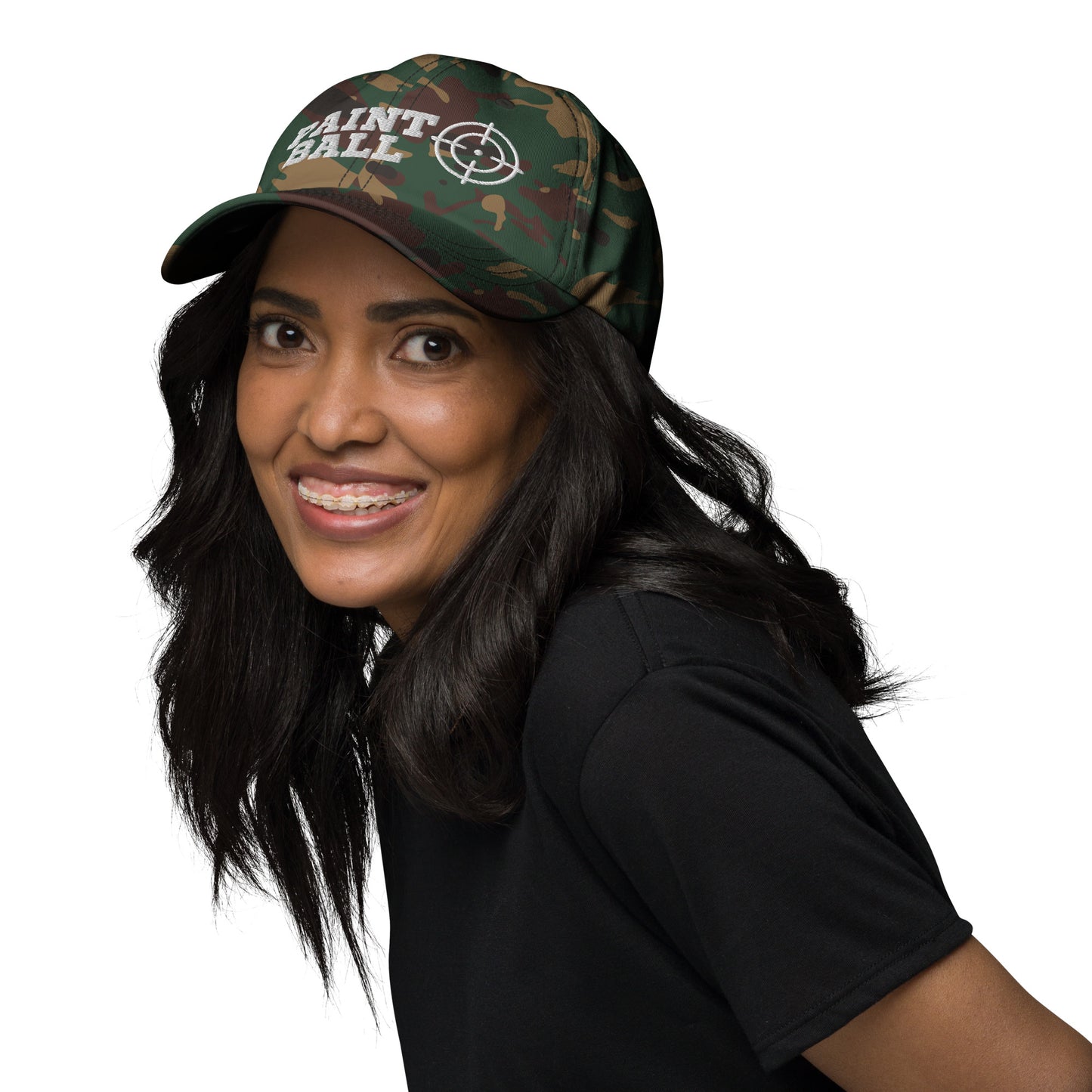 Paintball Green Camo Embroidered Baseball Hat for Men and Women