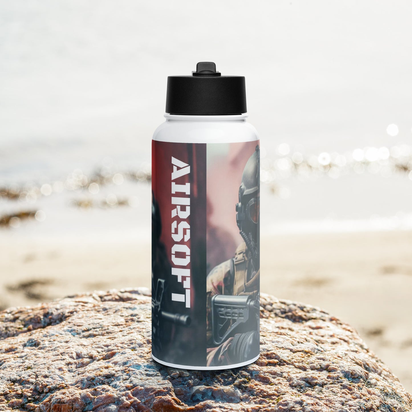 32oz Airsoft Stainless Steel Water Bottle with a Straw Lid