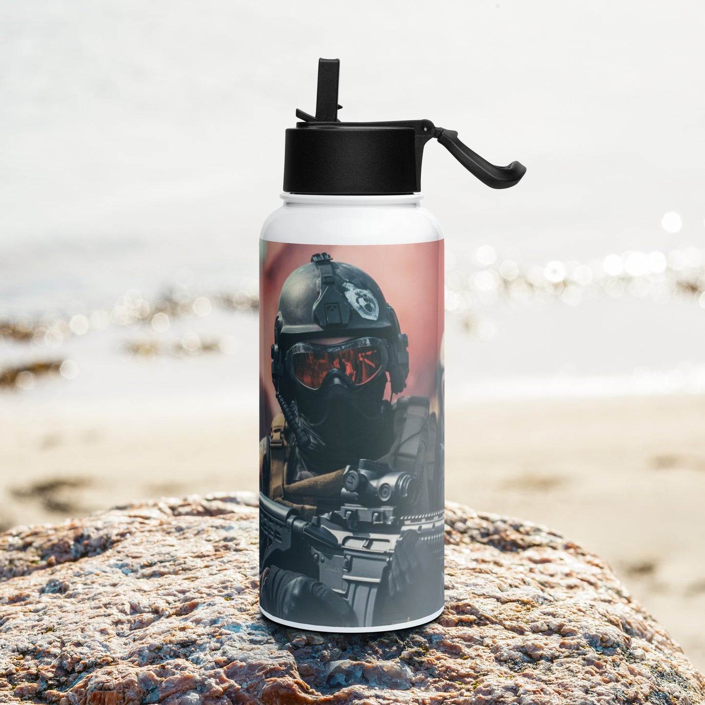 32oz Airsoft Stainless Steel Water Bottle with a Straw Lid
