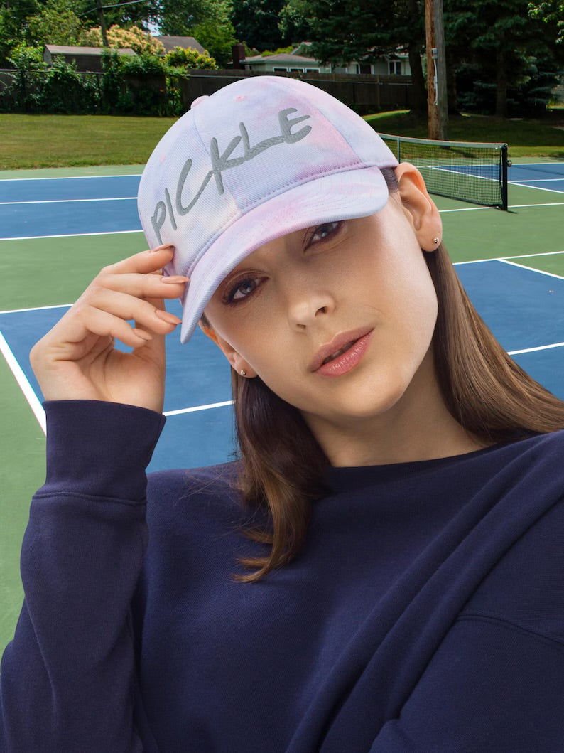 Pickleball Tie Dye Embroidered Baseball Hat in 4 Different Colors to Pick from for Men and Women